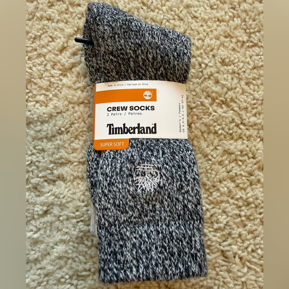Timberland Gray and Black Crew Socks - 2 pack